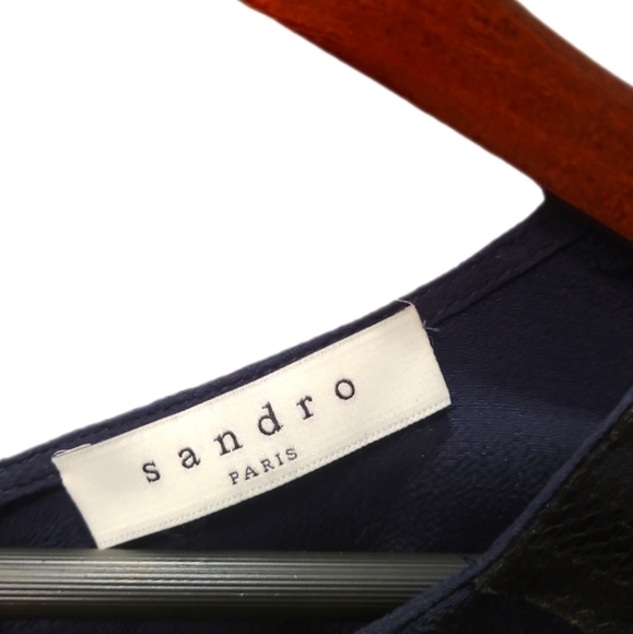 SANDRO |‎ Navy Rebella Long Sleeve Mini Dress in Size Small - Picture 4 of 8